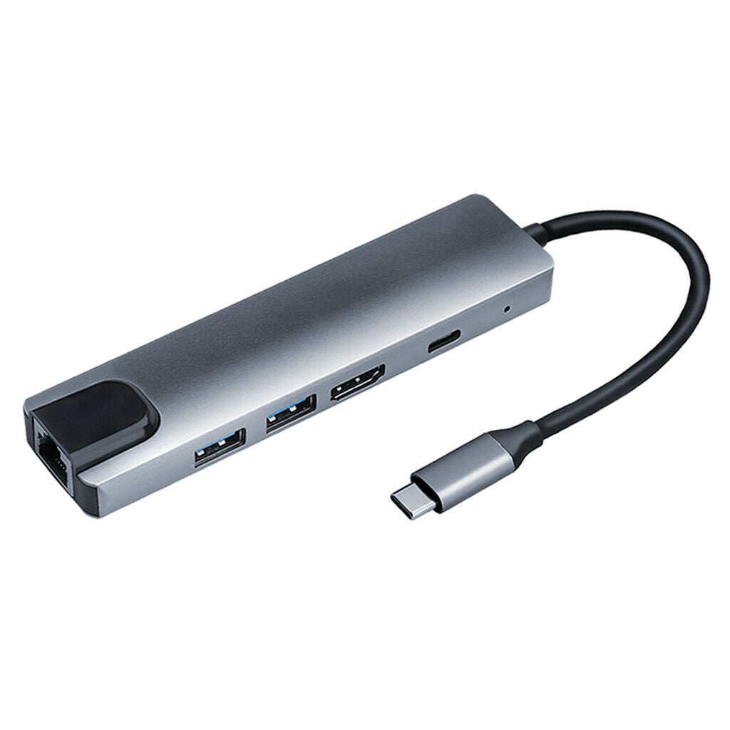 5-in-1 USB-C Type C to 4K   2x USB 3.0 PD HUB Ethernet Rj45 Lan Adapter