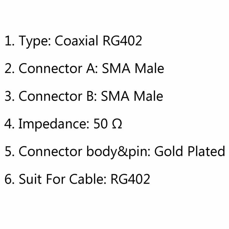 10X SMA Male to SMA Male 50cm RF Extension Coax Pigtail Semi-Rigid Cable RG402 U