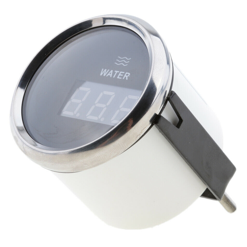 Marine Car Digital Water Level Gauge 0-190ohm 0-100% 52mm 316L Black Chrome