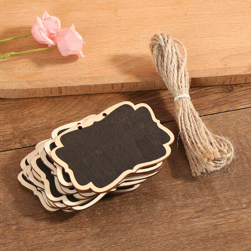 12Pcs/set Hanging Rope Wooden Blackboard Message Black Boa.l8
