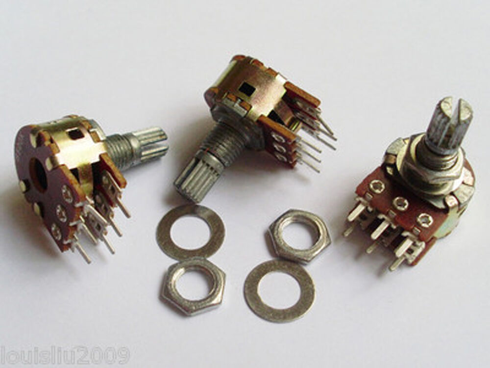 10pcs B Type B5K Dual Stereo Potentiometer Pots Shaft S 15mm