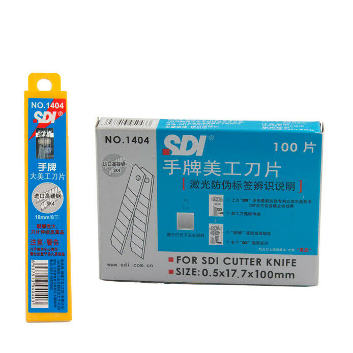 10packs No.1404 100 Blade SDI SK4 Steel 0.5x17.7x100mm SDI Utility Cutter Blades