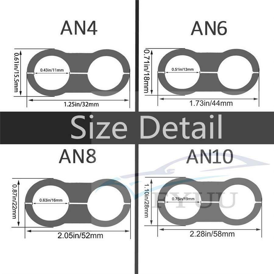 8Pcs CNC AN8 Braided Fuel Oil Hose Line Separator Clamp Fuel Oil Lines