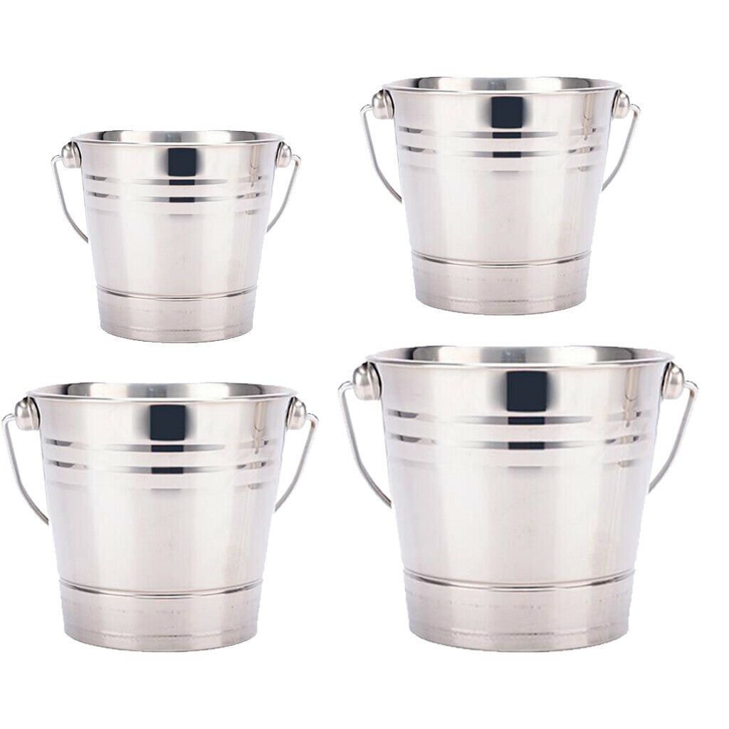 3 Pieces Ice Bucket Champagne Wine Cooler Stainless Steel Bar Supply 1.5L