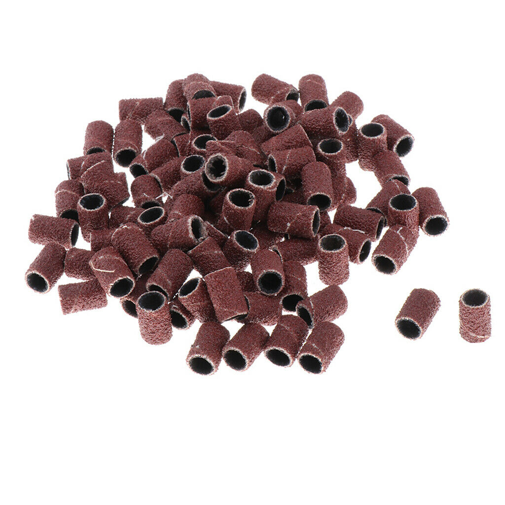100x Drill Sanding Bands Gel Calluses Remover Polishing Pedicure Tools Brown