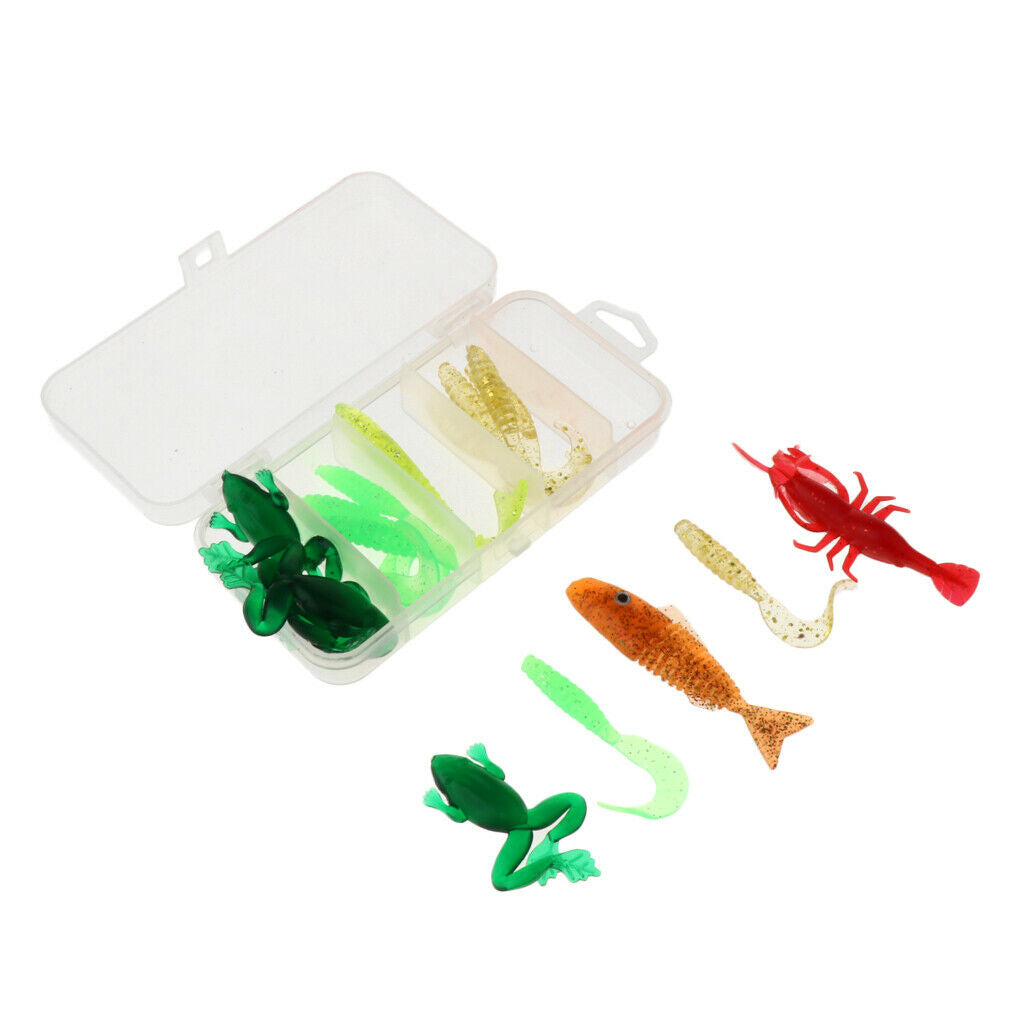 17pcs Soft Fishing Lures Set Worm Frog Fish Shrimp Artificial Bait