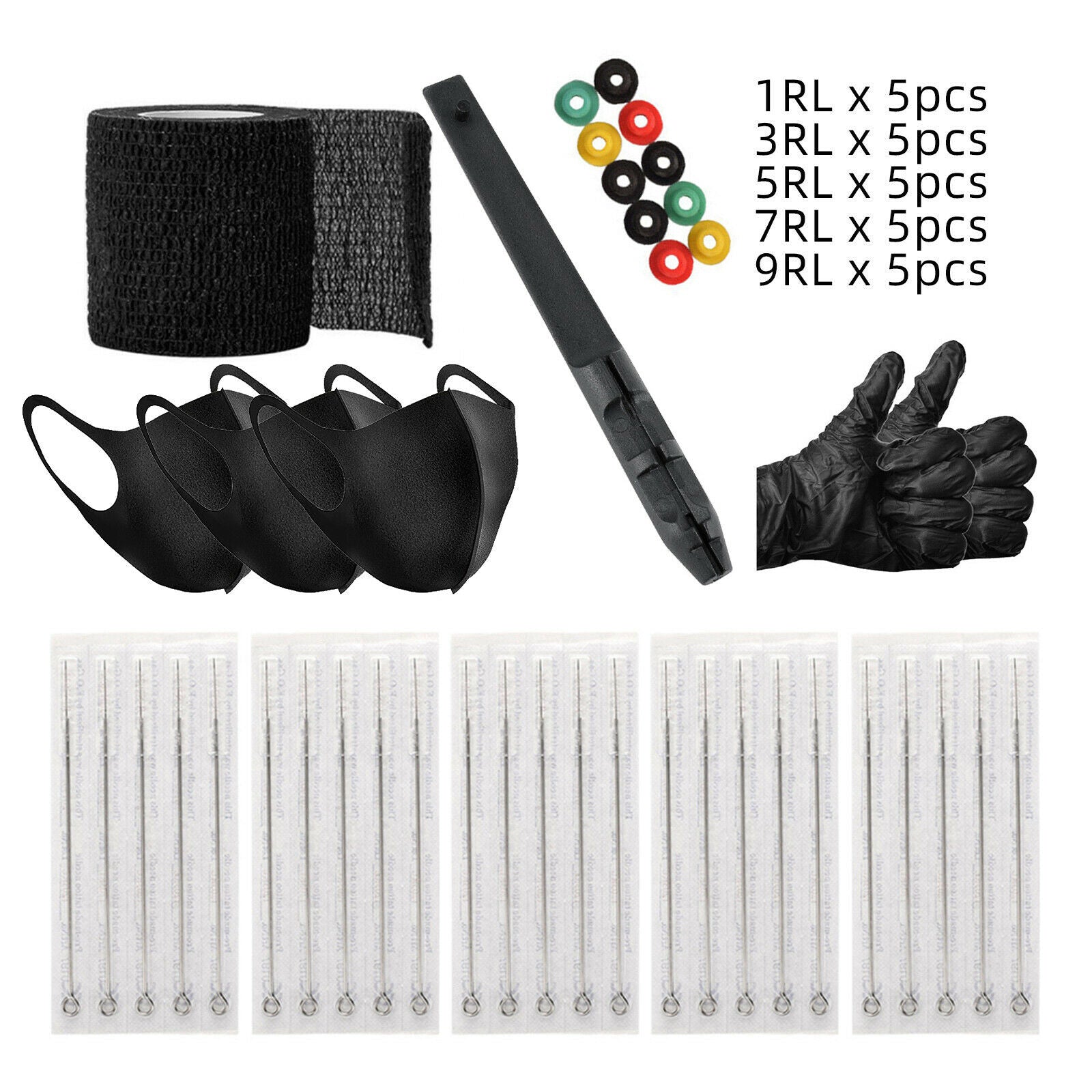 Complete Tattoo Kit 1RL 3RL 5RL 7RL 9RL Self cohesive Bandage 5cmx1.8m 1 pair M