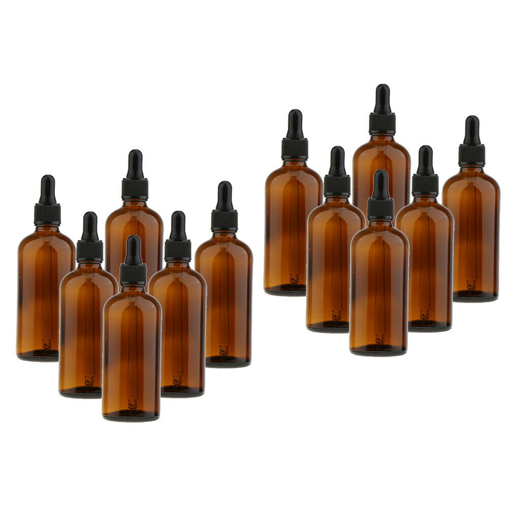 12pcs Amber Glass Bottles with Glass Eye Dropper Dispenser for Essential Oils US