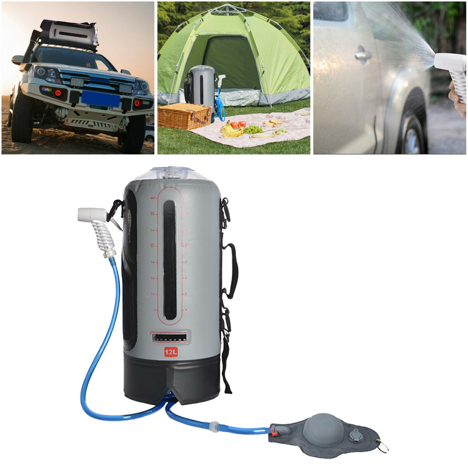 Portable Solar Camping Shower Bag Pressure Shower for Beach Swimming Hiking