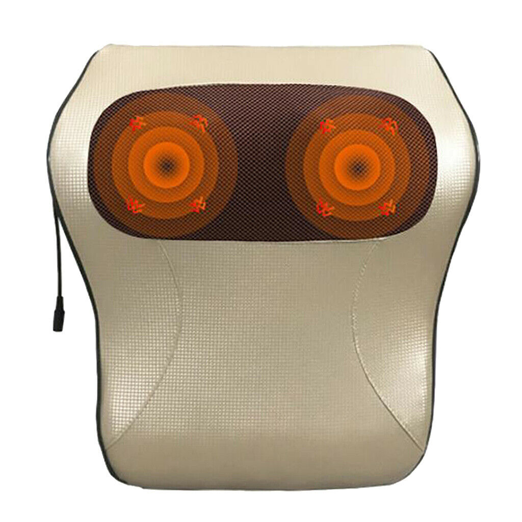 Neck Back Massager Pillow with Heat Deep Kneading Cushion UK Plug Golden
