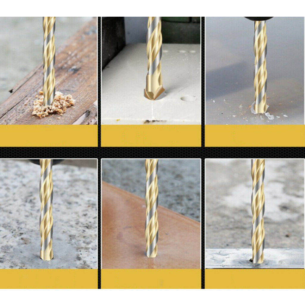 10 Pieces HSS Straight Shank Coated Triangle Twist Spiral Drill Bit Set 12mm