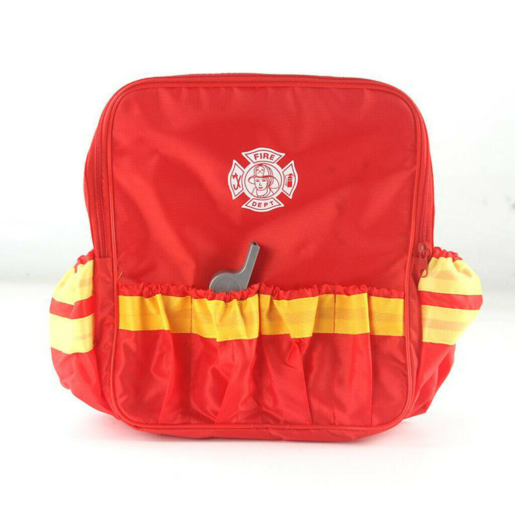 Fireman Suit for Kids Halloween Dress Up with Backpack and Accessories