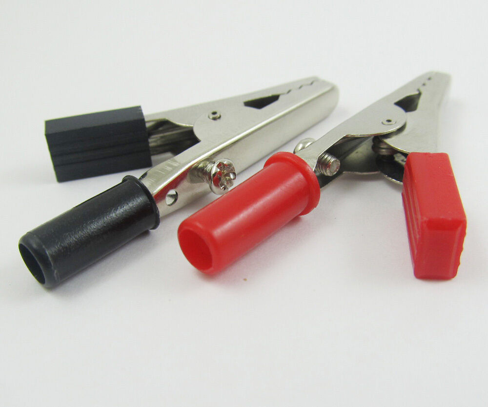 10pcs Plastic Insulated Alligator Clip to 4mm Banana Female Test Adapter 55mm