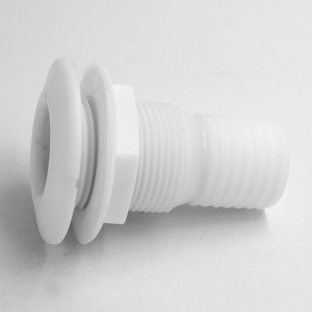 White Plastic Thru-Hull Bilge Pump and Aerator Hose Fitting for 2" Hose