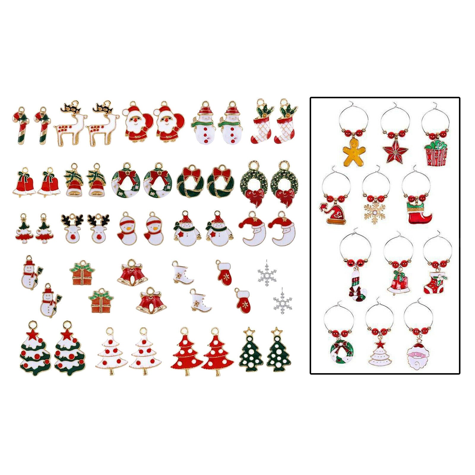 50Pcs Enamel Christmas Charms Pendant Snowflake Snowman Gifts for DIY Sewing