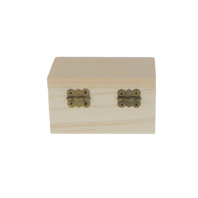 Unfinished Wooden Jewelry Box Case for DIY Craft Woodworking Toys Art Keepsake
