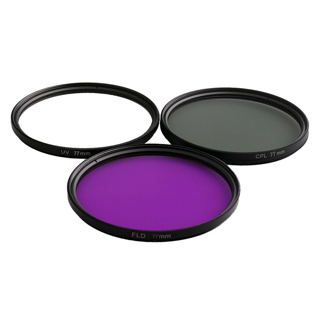 77mm Multi-Coated UV / CPL / FLD Professional Lens Filter Kit Comes with Carry