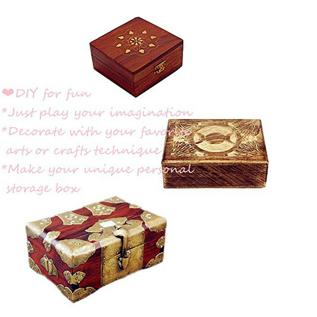 2x Unfinished Square Wood Jewelry Gift Box Case for DIY Painting Crafts 12cm