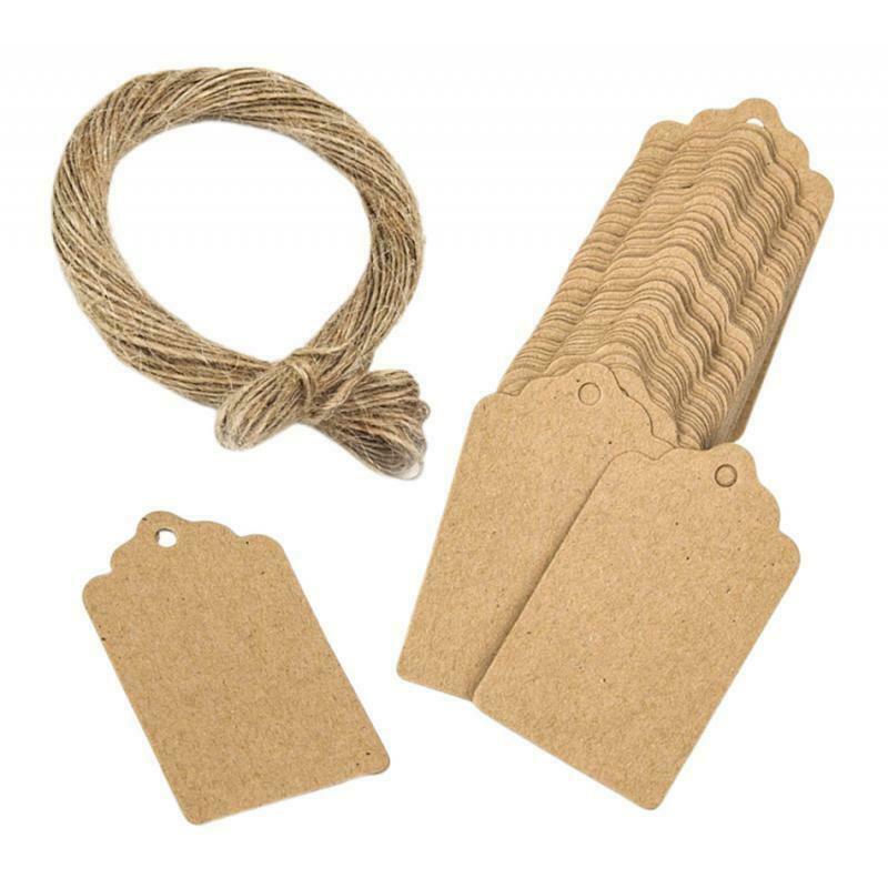 100x Bulk Blank Brown Kraft Paper Tags Party Labels for Baking Food Bags