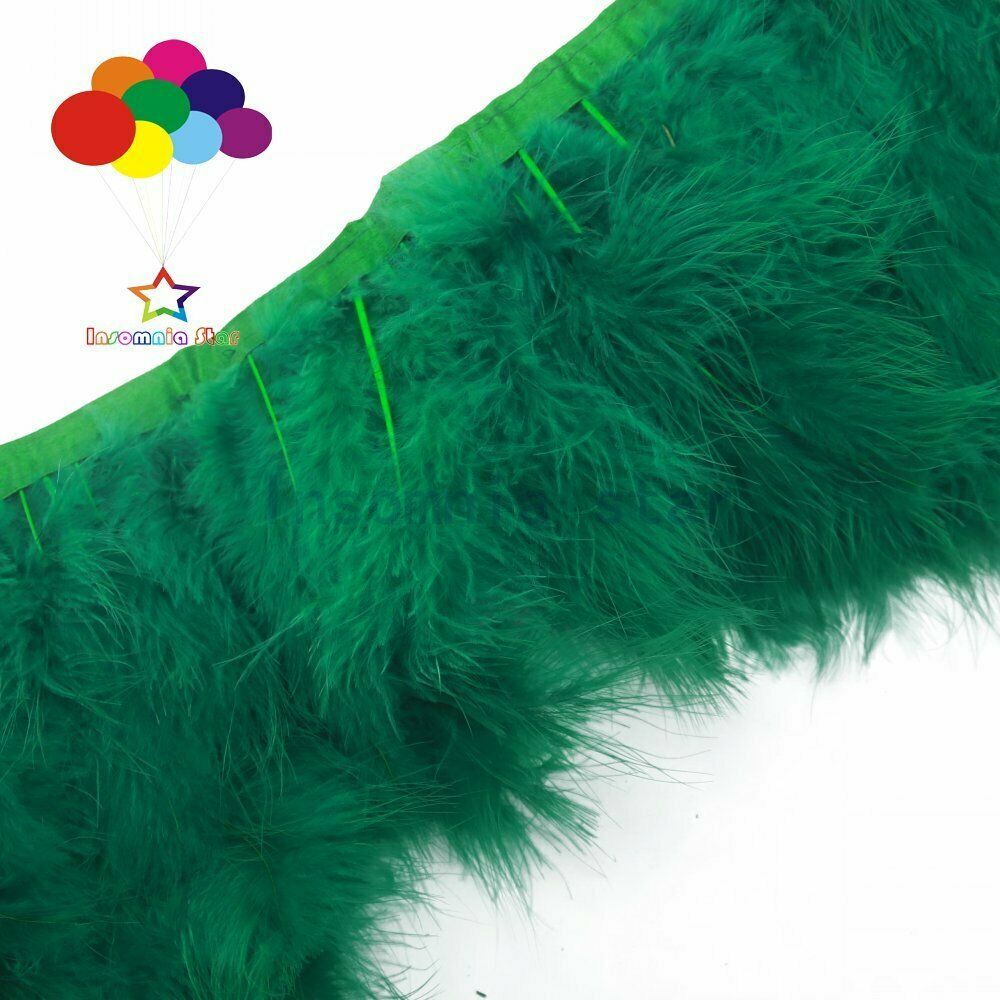 2M Dusty green Turkey Feather Fringe Trims Fluffy Turkey Ribbon Decoration 6-7in