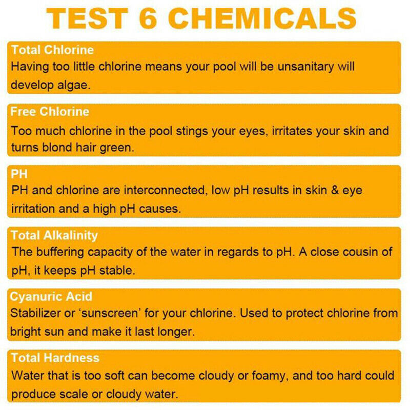 6 In 1 Multipurpose Chlorine PH Test Strips SPA Swimming Pool Water Tester P NC