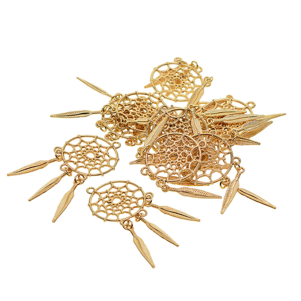 10 Pieces Feather Tassel Charms Pendants Jewelry Making Accessories for DIY