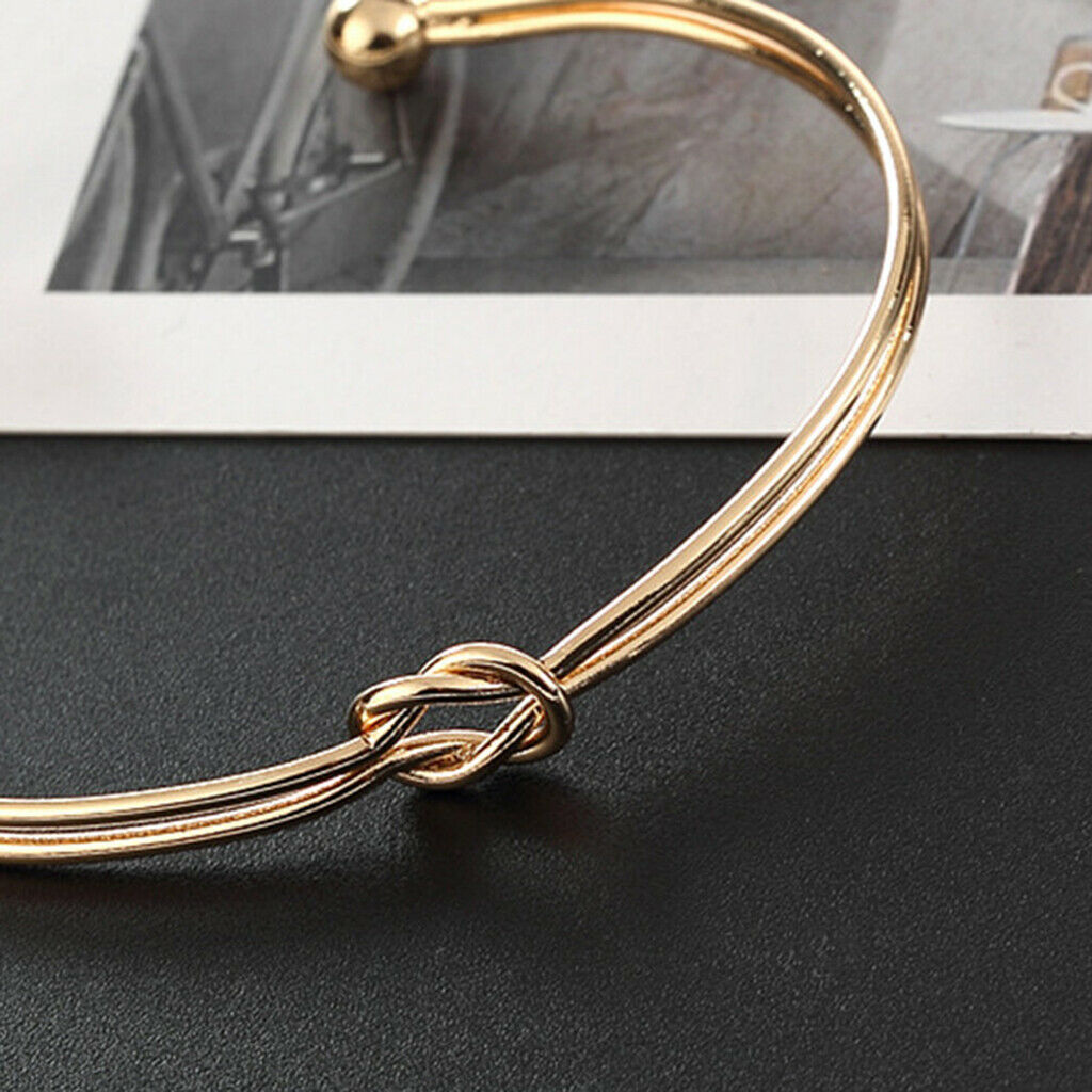 2 Pack Women's Casual Double Wire Knot Open Cuff Bangle Bracelet Wedding