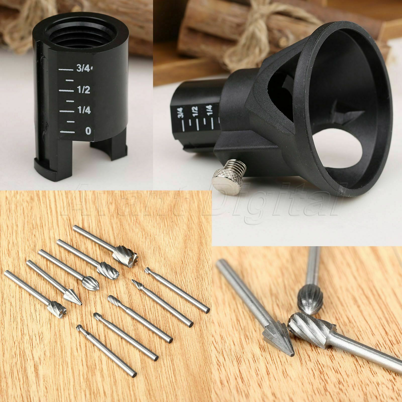 3mm HSS Grinding Bits Burr Rotary File & Drill Locator Chamfering Carving Tool