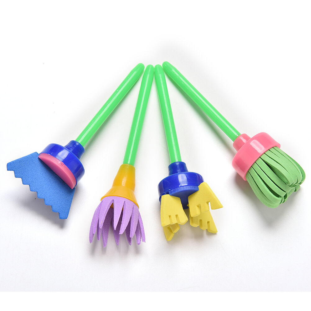 4 Pcs/lot Sponge Painting Brush Flower Stamp Kids DIY Graffiti Drawing Toys DEAU