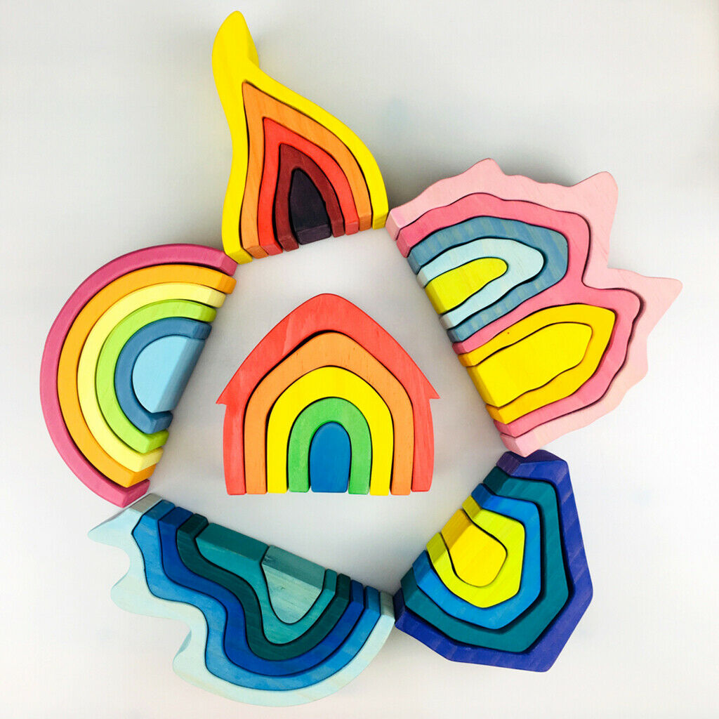Colorful Stacking Blocks Jigsaw Puzzle DIY Learning IQ Game Present House