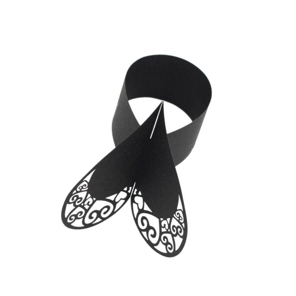 50x Paper Hollow Cut Napkin   Holder Wedding Xmas Party Table Decor Black