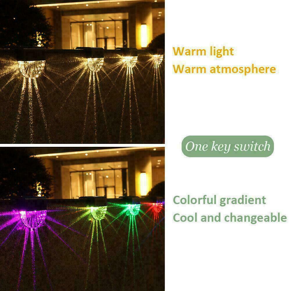 4 PCS LED Solar Powered Fence Wall Lights Garden Lamp Patio Step I5V4 N7O5