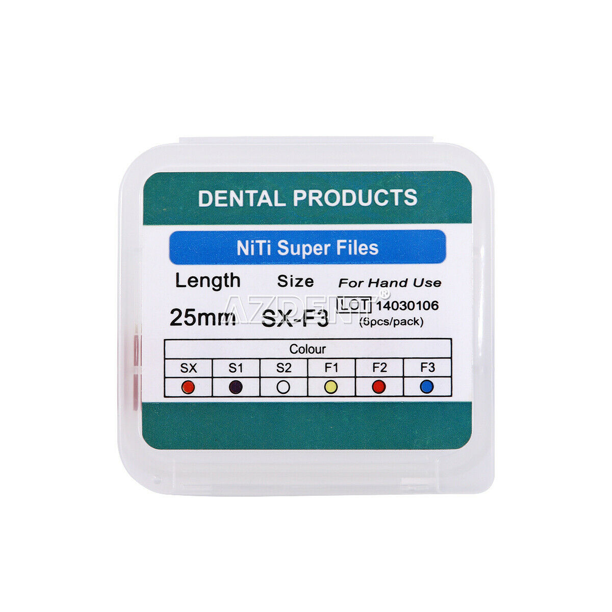 5 Kits AZDENT Dental SX-F3 Endodontic NiTi Hand Use Heat Activated Rotary File