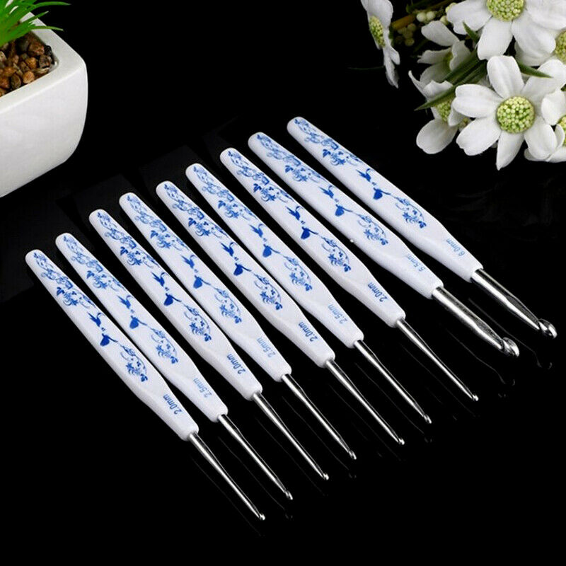 9pcs/Set Crochet Hooks Kit Scarf Knitting Needle Sweater Weave Craft Gi.l8