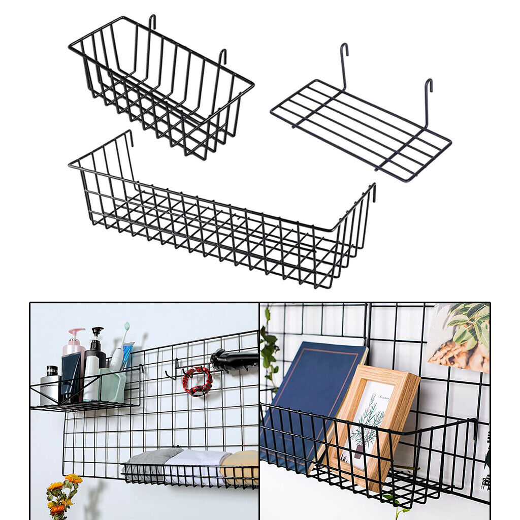 4Pcs Wall Grid Panel Basket Picture Display Memo Board Bedroom Cubicle