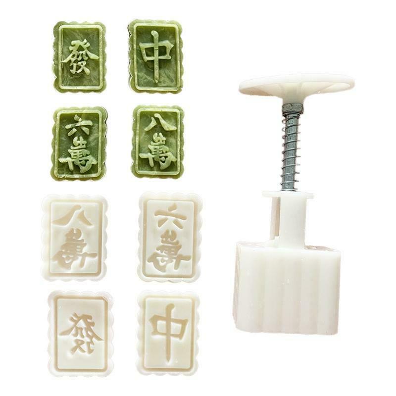 4pcs Mahjong Stamps 50g Mooncake Mould for Mid-Autumn DIY Pastry Gadget