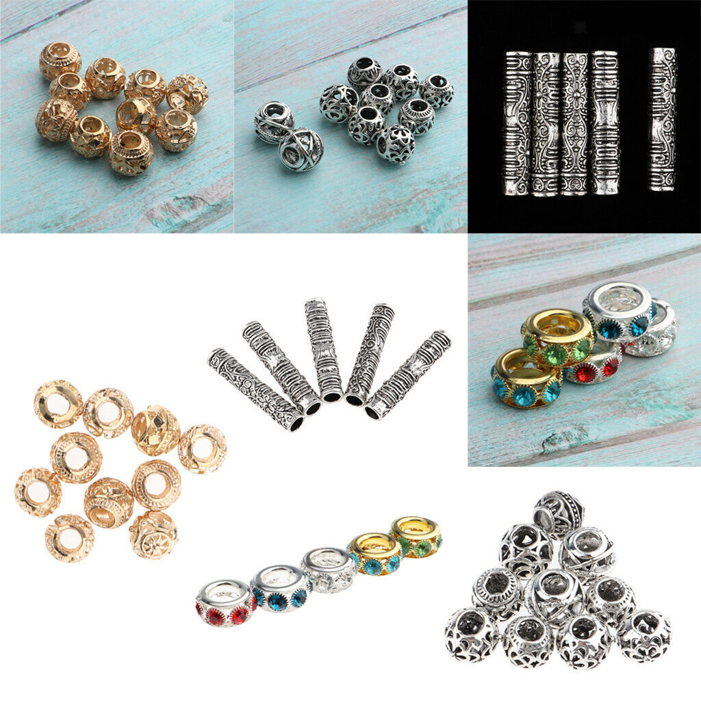 30Pcs Metal Dreadlock Hair Beads Braids Jewelry Making DIY Bracelet Pendant