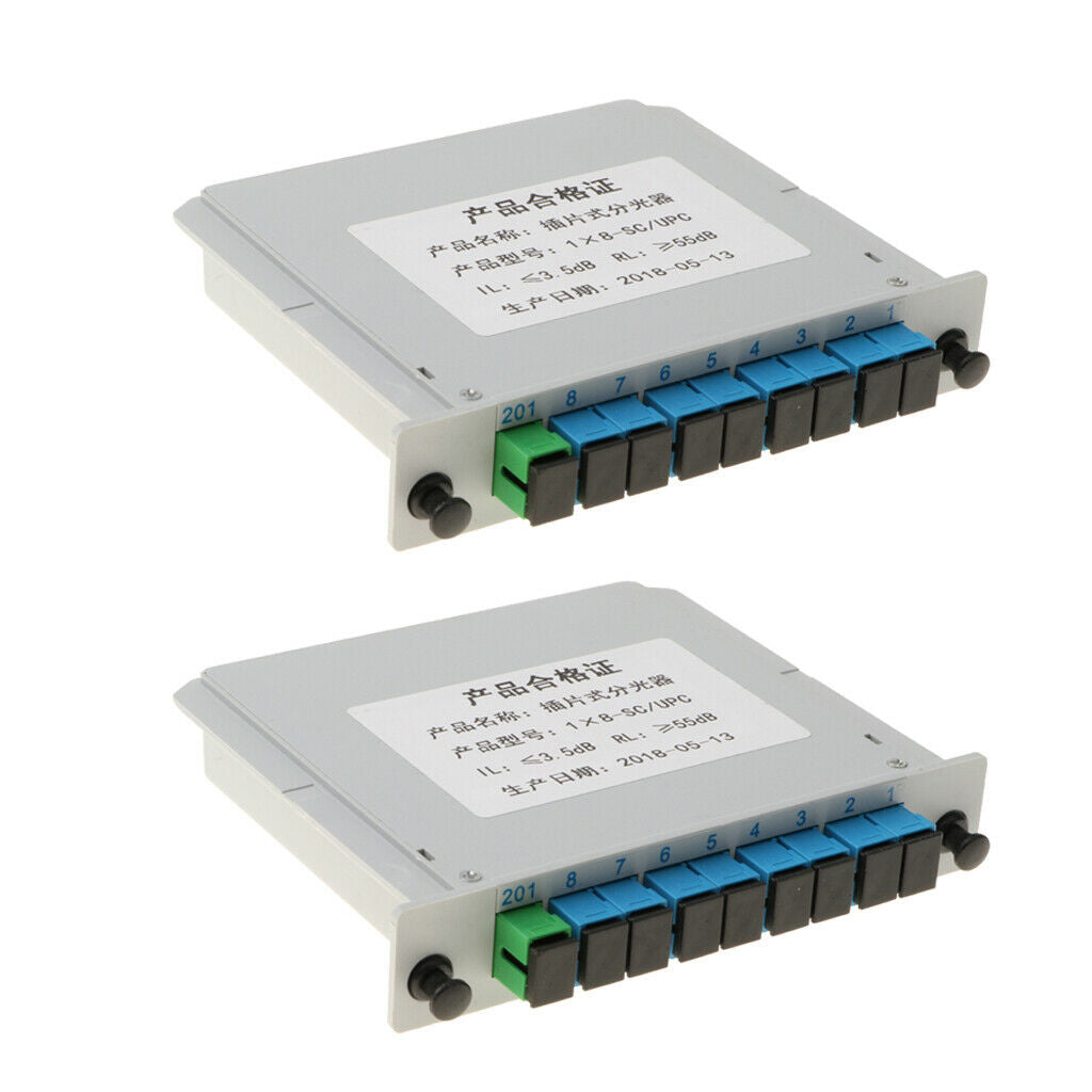 2pc PLC Fiber Optical FTTH Splitter Module SC/UPC Cassette Card Insert Type
