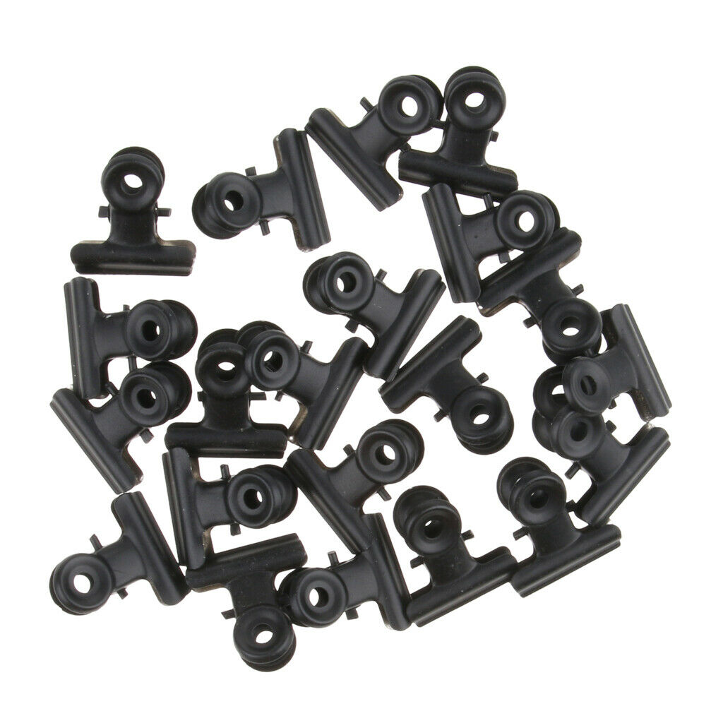 20x 31mm Bulldog Stainless Steel Metal Paper Letter Grip Clips Clamp -Black
