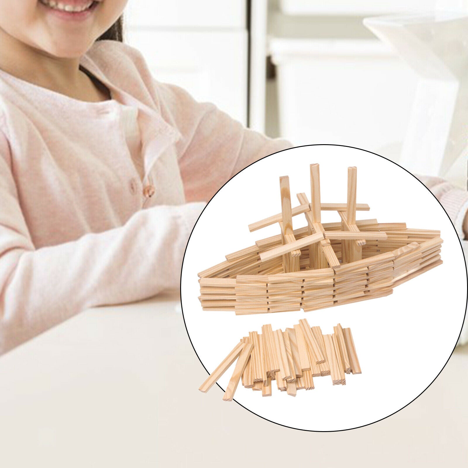 Wooden Building Blocks Set for Kids Stacker Stacking Game Construction Toys