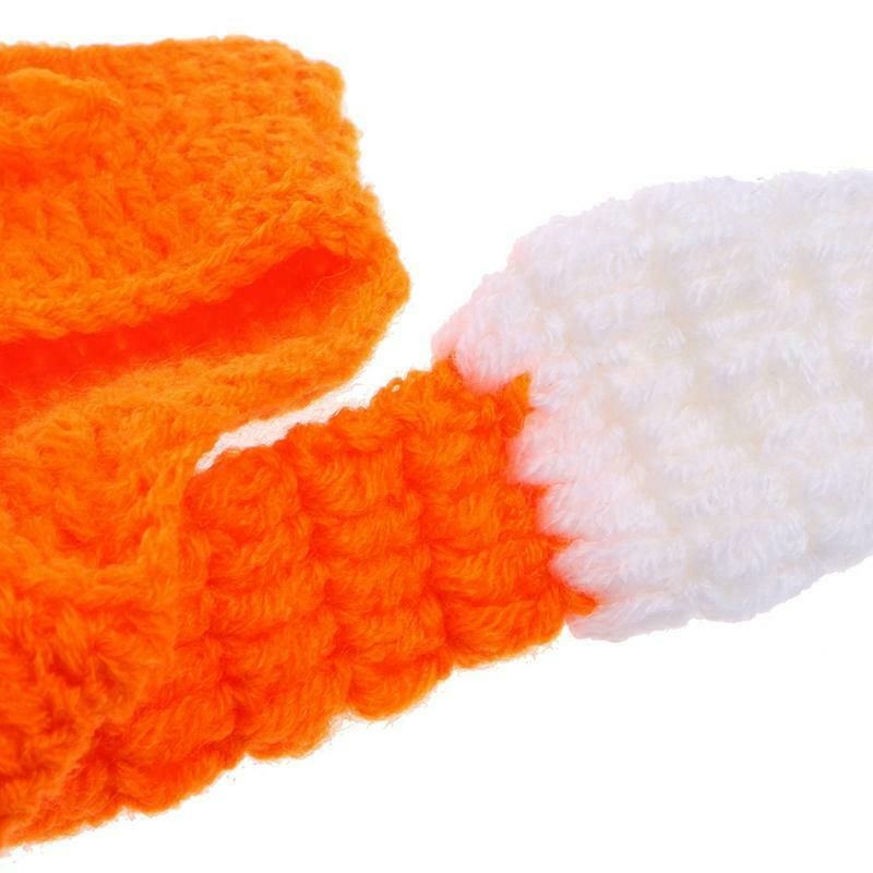 Newborn Infant Photography Props Baby Hat & Pants Costume Hand Crochet Fox Baby