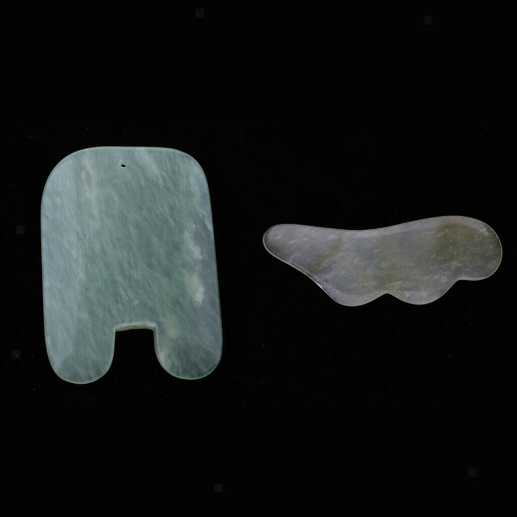 2X Natural Hsiuyen Jade GuaSha Scraping Massage Board Tools SPA Acupuncture