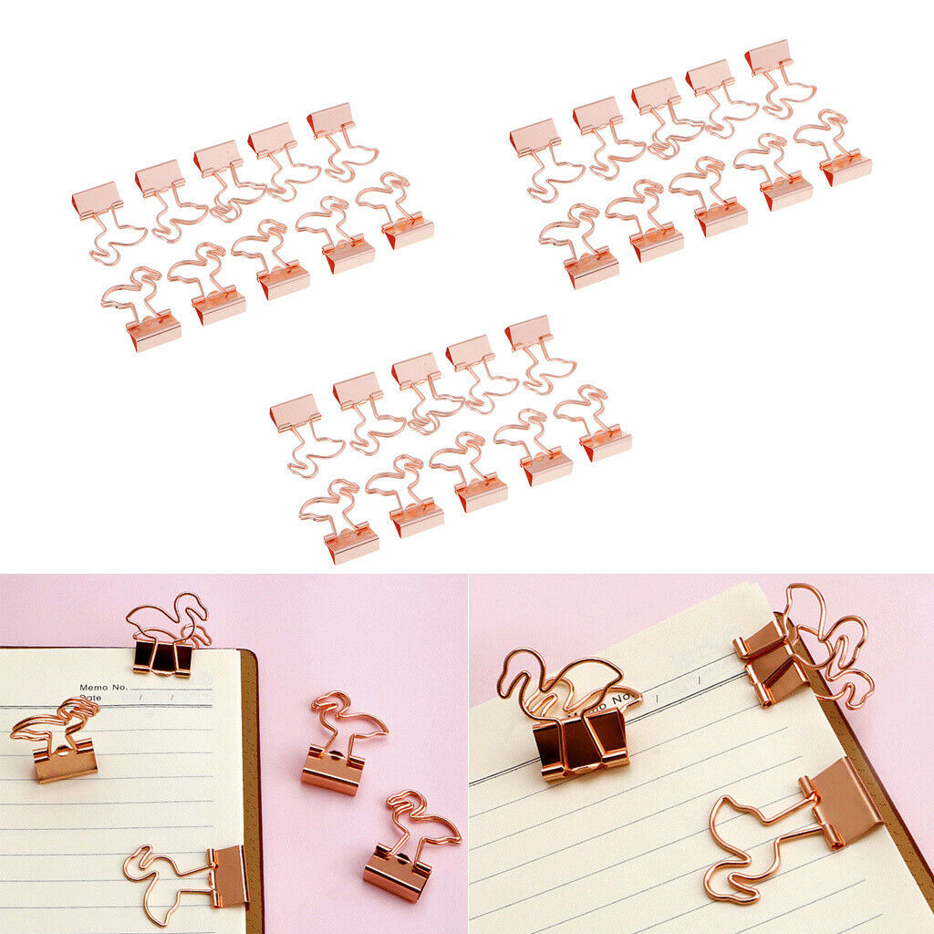 30 Pieces/Set CUTE Flamingo Shaped Paper Clips Binder Clips Paper Clamp