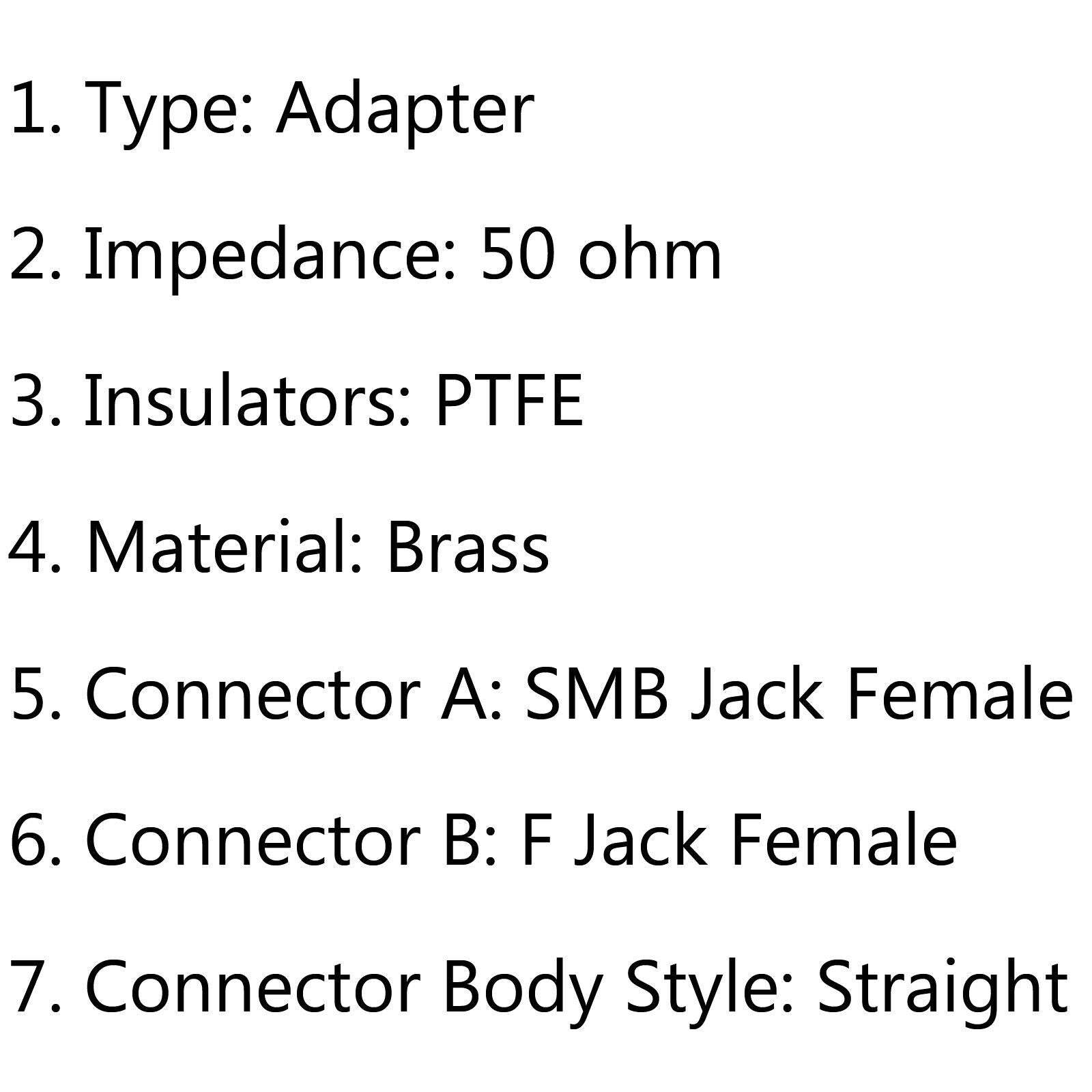 10Pcs SMB Jack Female to F Jack Female Straight Coaxial Adapter Connector CA