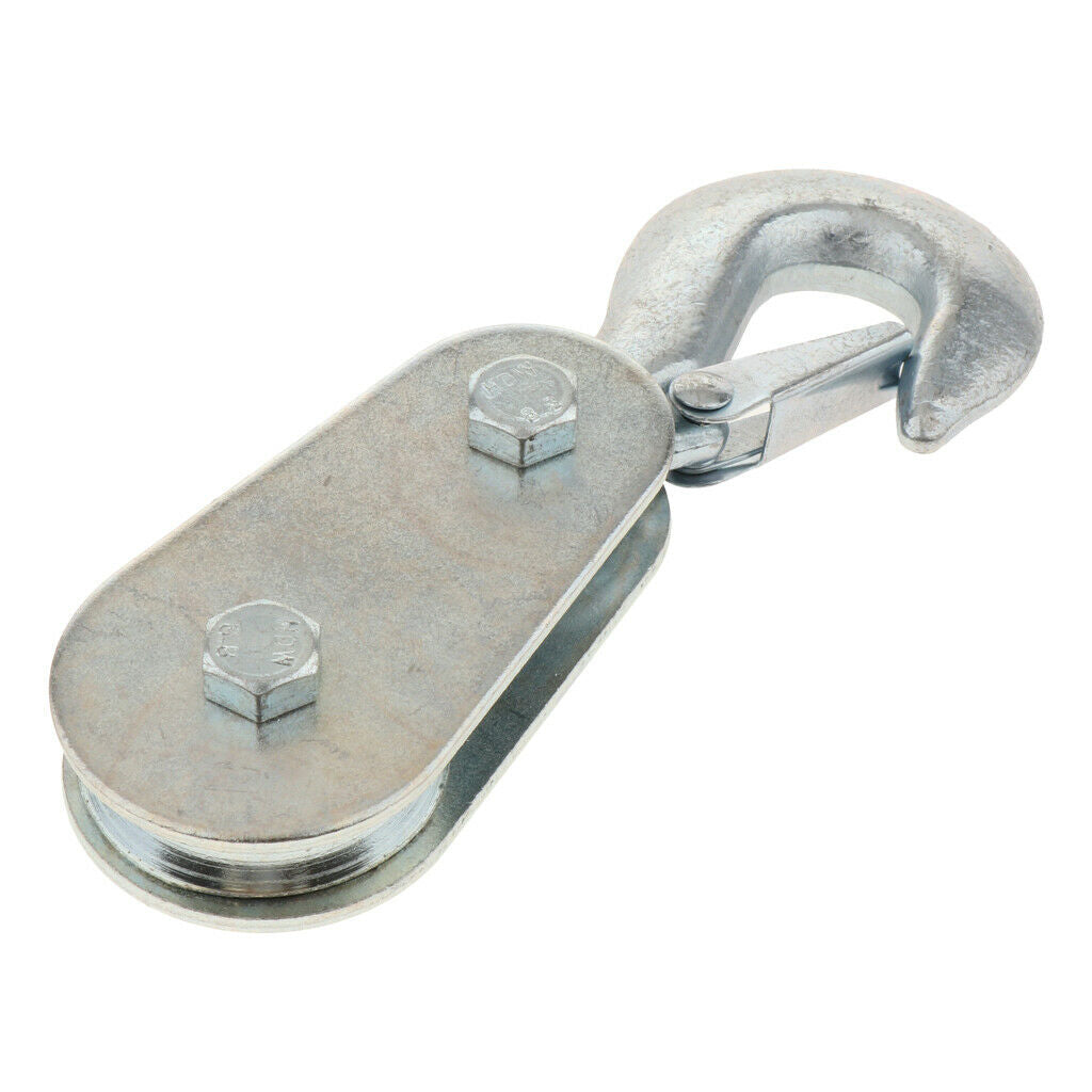 2 Ton Lifting Pulley Winch Hoist Block Hook W/Safety Clip Drop Forged Steel