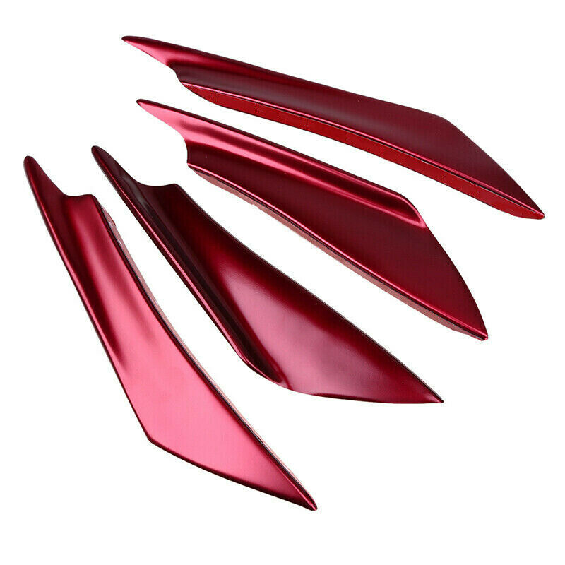 ABS Universal Car Front Bumper Lip Splitter Fins Body Spoiler Canards Red 4x