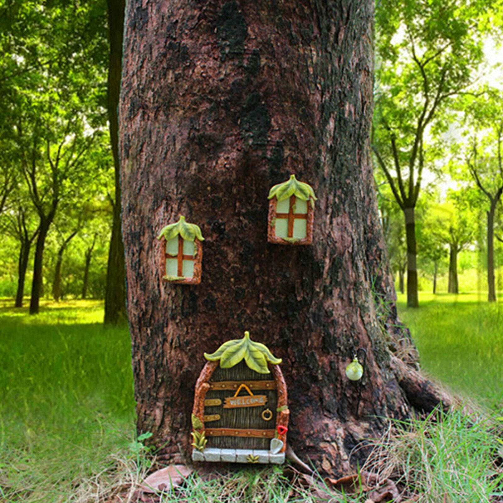 Glow in The Dark Fairy Door and Windows for Kids Room Decor with Bonus Fairy
