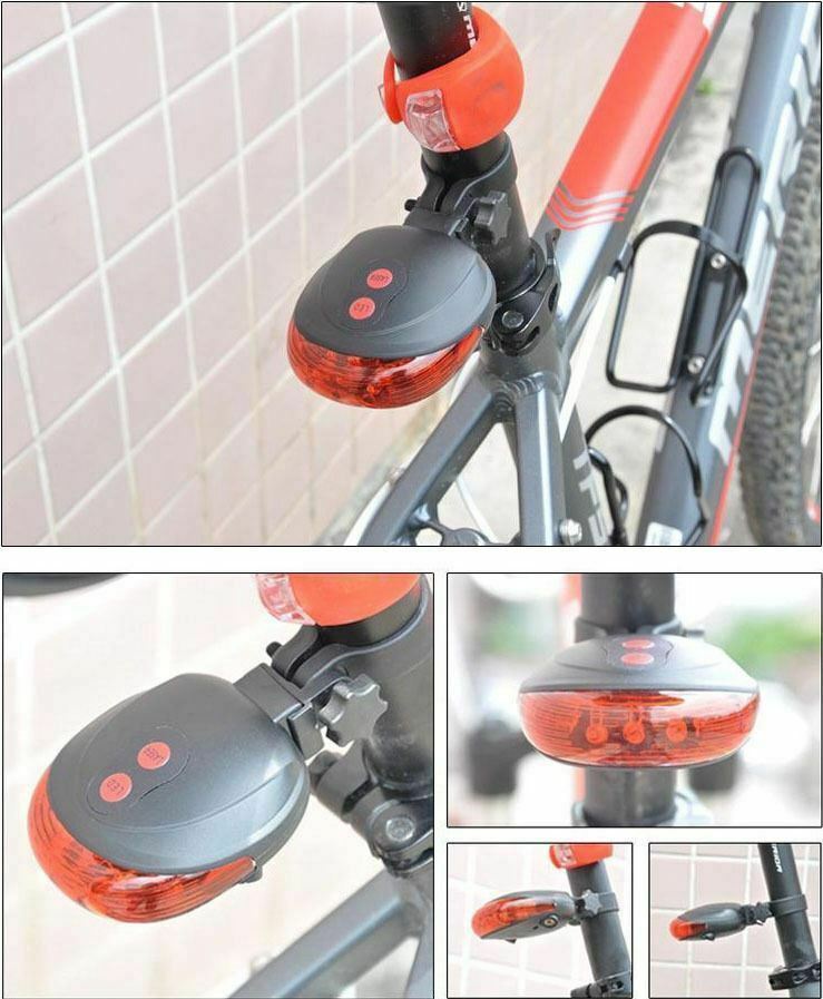 2Laser +5 LED Flashing Lamp Light Rear Cycling Bicycle Bike Tail Safety Warning