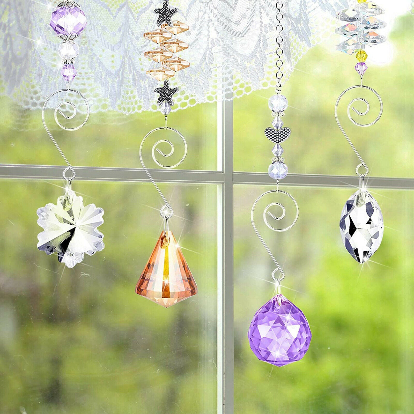 9 Packs Colorful Crystals   Window Suncatcher for Wall Christmas