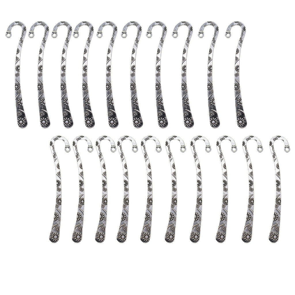 20x Tibetan Tone Metal Bookmarks Label Stationery Beading Hook Book Marker
